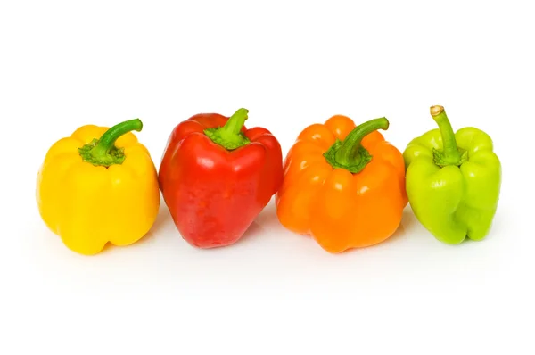 Quattro peperoni isolati sul bianco — Foto Stock