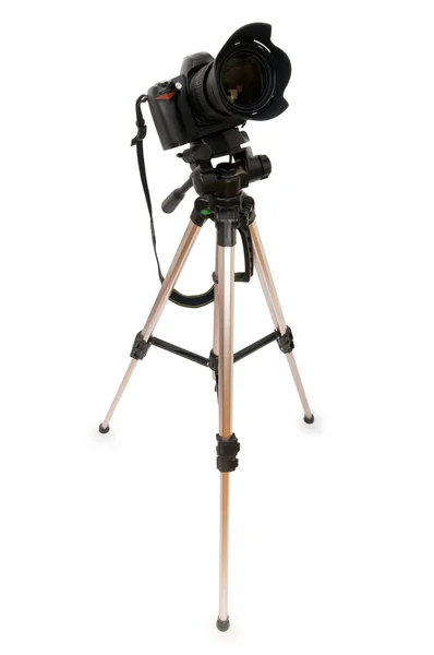 Triopod kamera üzerinde beyaz izole — Stok fotoğraf
