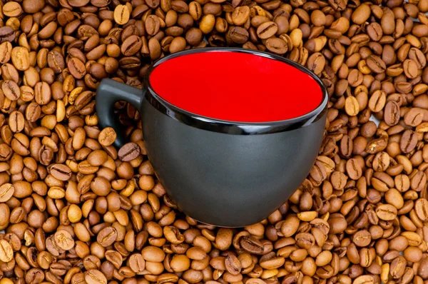 컵과 고립 된 커피 콩 — 스톡 사진