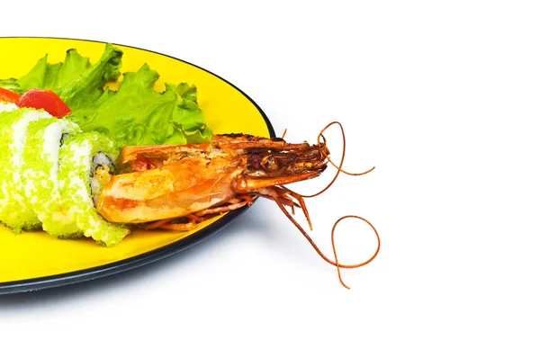 Sushi och krabba isolerat på vita — Stockfoto