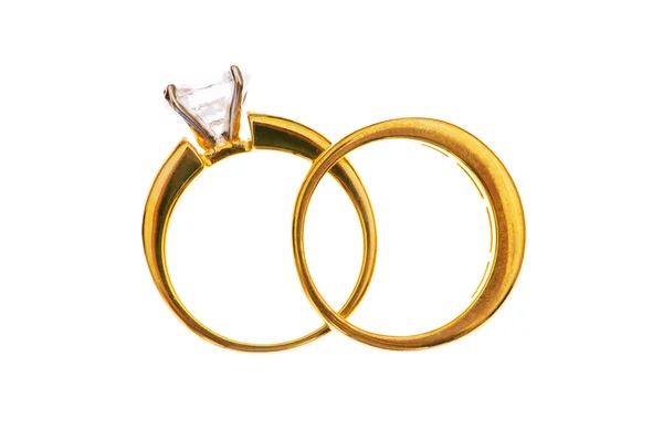 Two wedding rings isolated Stockafbeelding