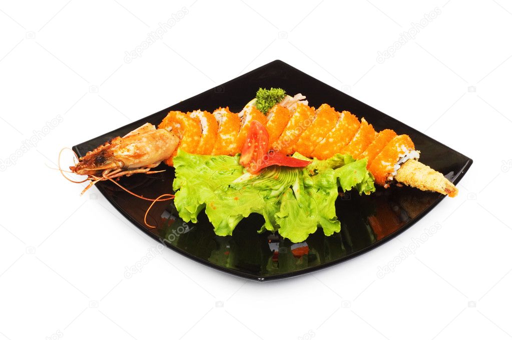 Sushi and crab isolated on the white