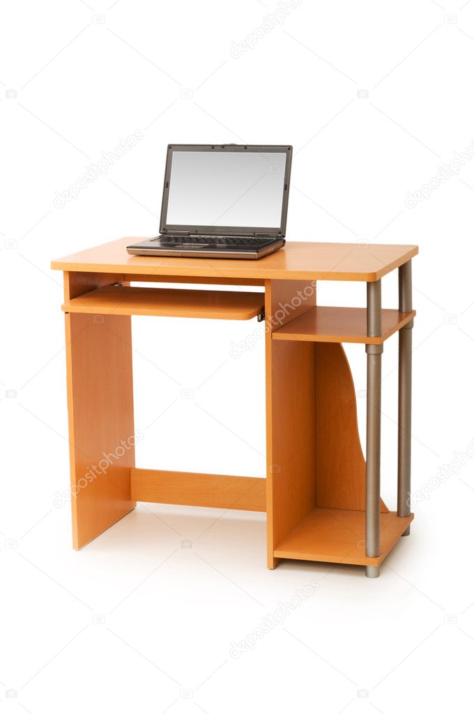 Laptop and desk isolated