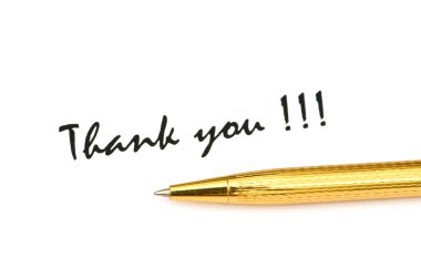 Thank you message and pen isolated clipart