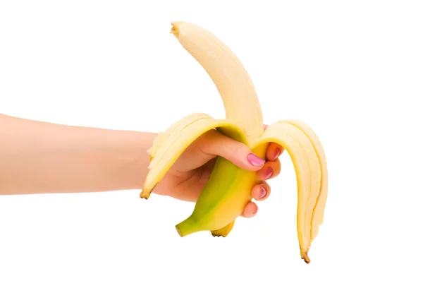Banana amarela isolada no branco — Fotografia de Stock