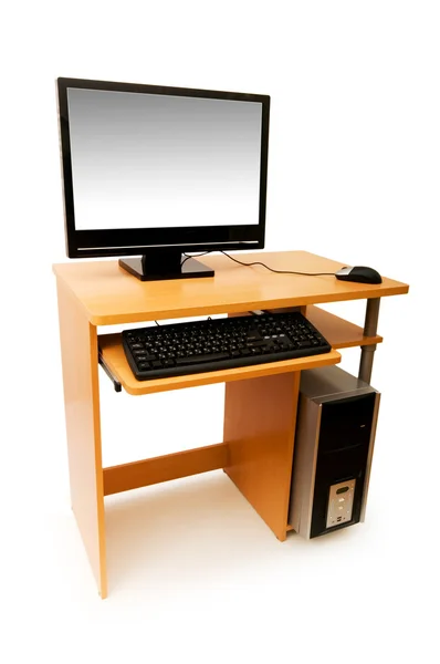 Computer en Bureau geïsoleerd — Stockfoto