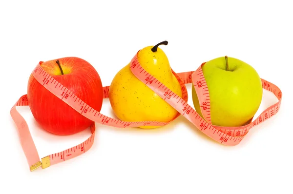 Apples and pear illustrating dieting — Stock Photo, Image