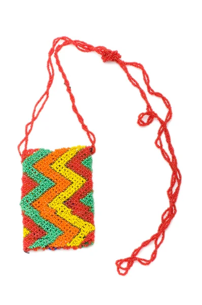 Woman bag made of colourful beads — Stock Photo, Image