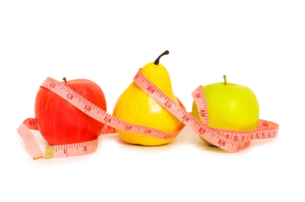 Яблоки и груши иллюстрирующие диету — стоковое фото