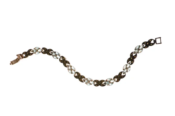 Silver bracelet isolated on the white — Stock Photo, Image