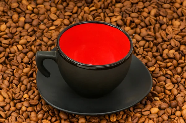 White cup on the background of coffee — Stock Photo, Image