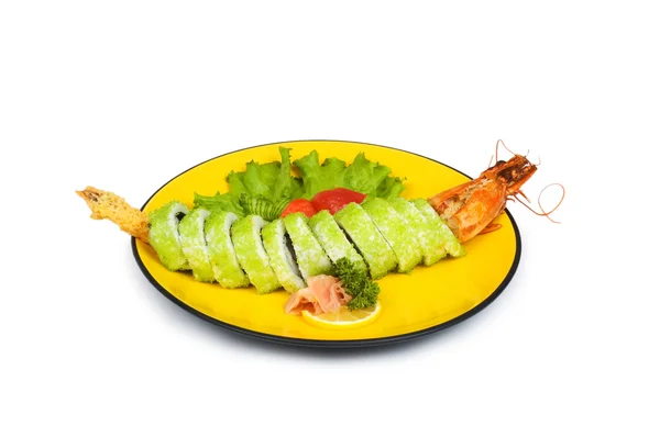 Sushi dan kepiting terisolasi di atas putih — Stok Foto