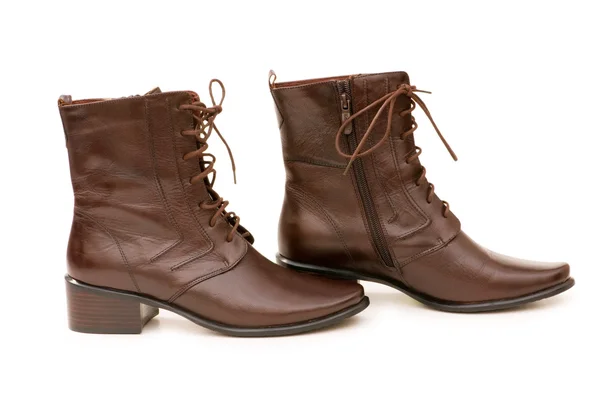 Brown boots isolated on the white Stock Photo