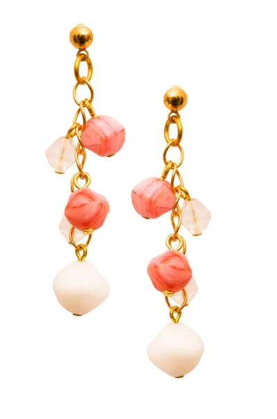 Pair of earrings isolated on the white Stock Picture