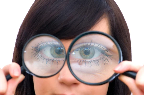 Girl's eye magnified Stock Photo