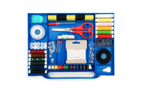 Close up of colourful sewing kit — Stock Photo, Image