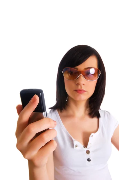 Close up of young woman texting — Stock Photo, Image