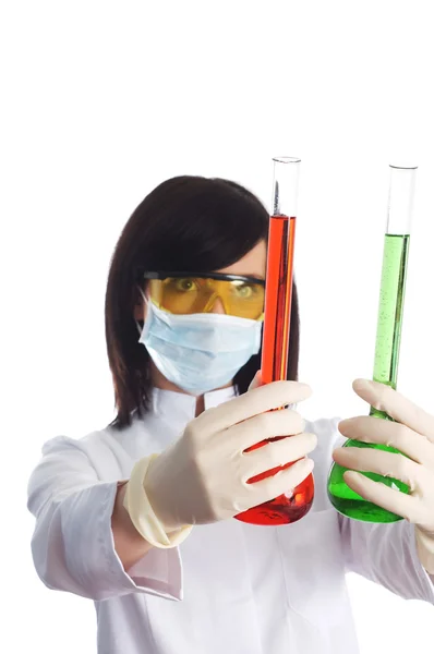 化学チューブを持つ女性 — ストック写真