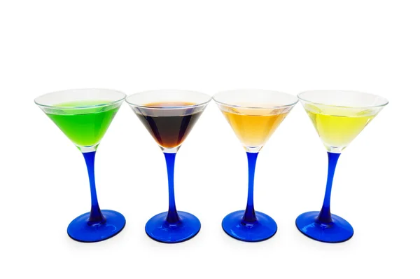 Verschiedene Cocktails isoliert auf dem weißen — Stockfoto