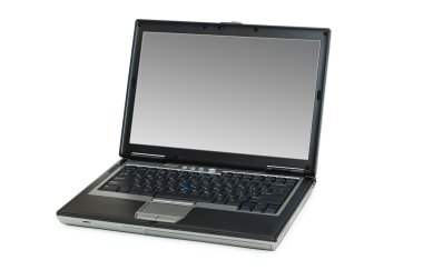 Gümüş laptop üzerinde beyaz izole