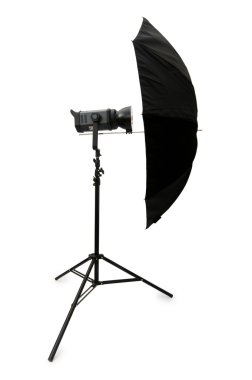 Black studio umbrella isolated clipart