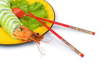 Sushi and crab isolated on the white clipart