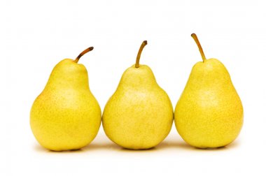 Three yellow pears isolated clipart