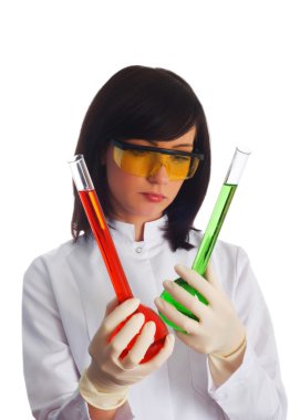 Woman with chemical tubes clipart