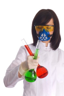 Woman with chemical tubes clipart