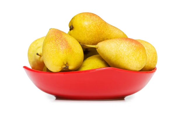 Bord vol van peren geïsoleerd — Stockfoto