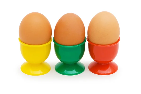 Tutucu izole kahverengi yumurta — Stok fotoğraf