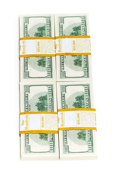 Ten thousand dollar stacks on the white — Stock Photo, Image