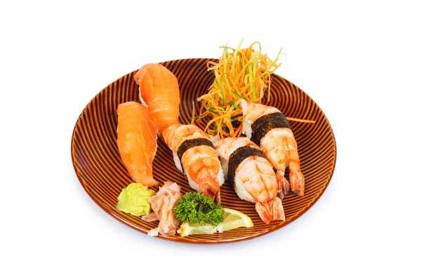 Placa de sushi isolada no branco — Fotografia de Stock
