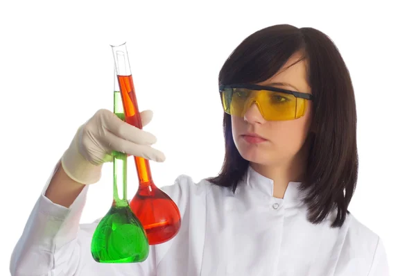 Frau mit Chemiekanülen — Stockfoto