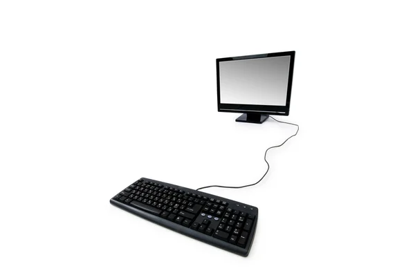 桌面计算机上白色隔离 — 图库照片