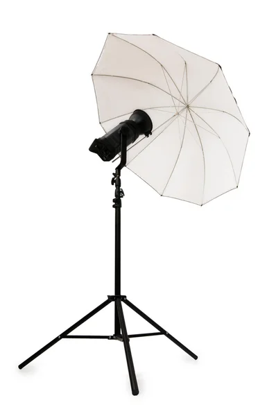 Studio bílý deštník, samostatný — Stock fotografie