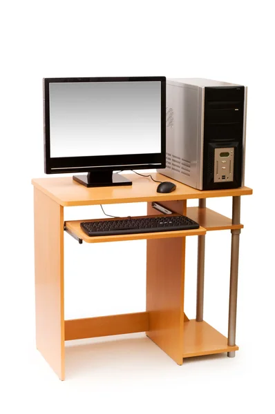 Computer and desk isolated — Stock Photo, Image