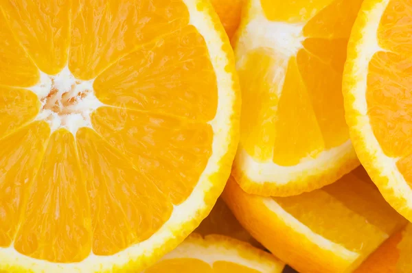 Extreme Nahaufnahme von halb geschnittenen Orangen — Stockfoto