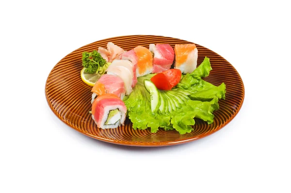 Placa de sushi aislada en el blanco — Foto de Stock