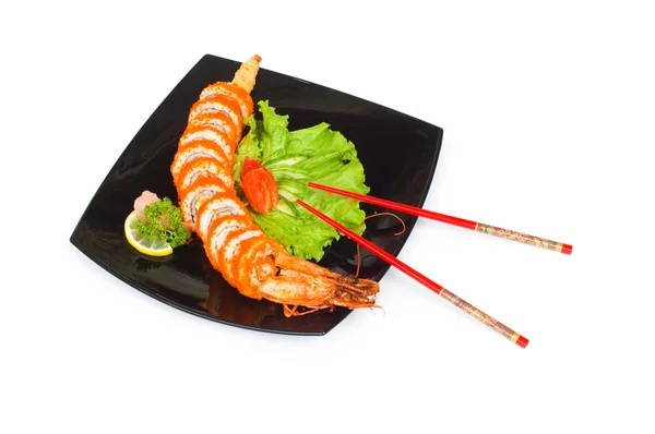 寿司和孤立在白色的螃蟹 — 图库照片