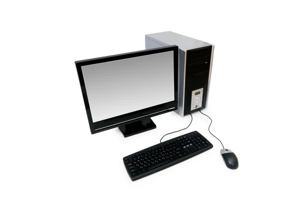 Computer with flat screen isolated — Stock Photo, Image