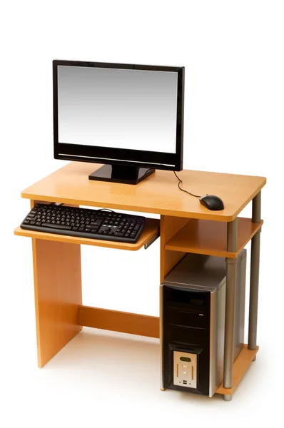 stock image Computer and desk isolated