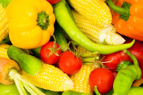 Різні барвисті овочі розташування — стокове фото