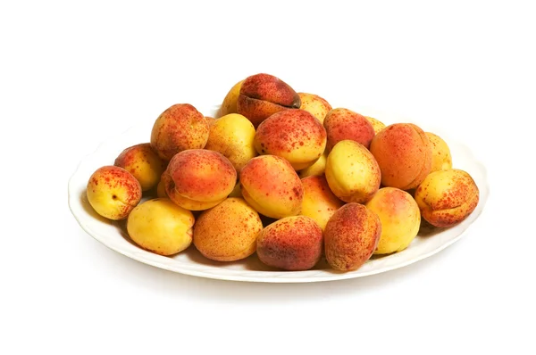 Red apricots in the plate isolated — Stock Photo, Image