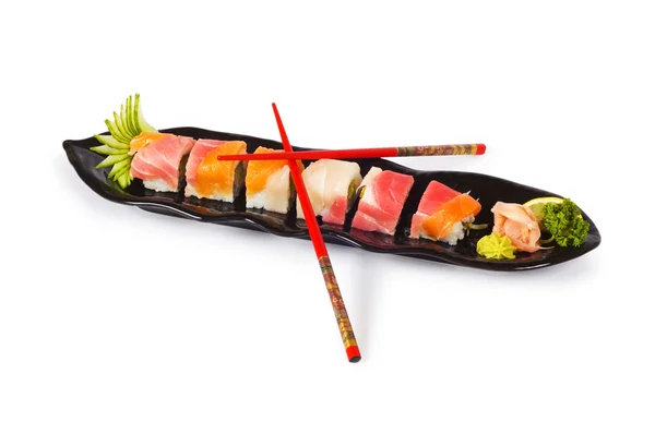 Sushi plate isolated on the white — Stock Photo, Image