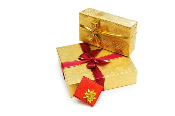 Geschenkboxen isoliert auf dem weißen — Stockfoto