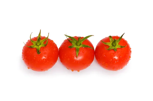 Τρεις ντομάτες απομονωμένη στο λευκό — Φωτογραφία Αρχείου