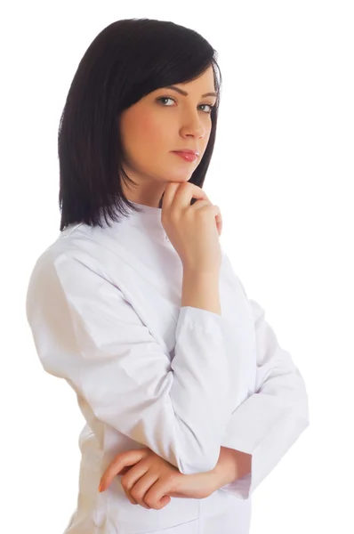 白で隔離される女性の医者 — ストック写真