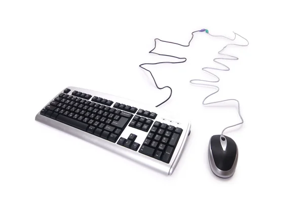 Stříbrná klávesnice a myši, samostatný — Stock fotografie
