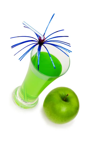Πράσινο μήλο και χυμός απομονωθεί — Φωτογραφία Αρχείου